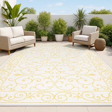 Charleston Vintage Filigree Textured Weave Indoor/outdoor Area Rug
